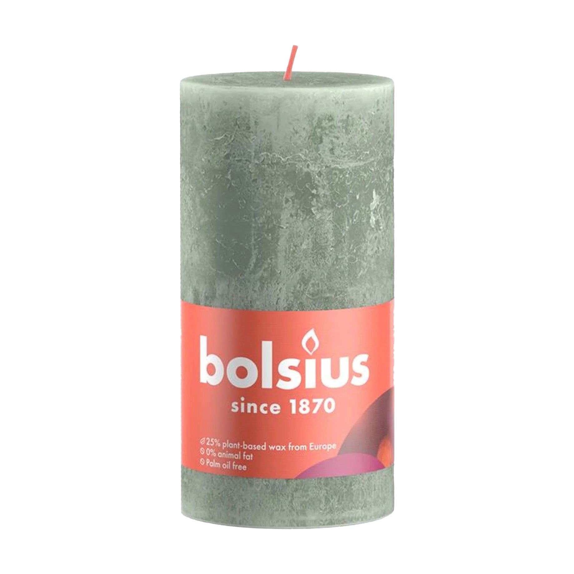 Циліндрична свічка Bolsius Rustic Shine Нефритово-зелений, 130*68 мм