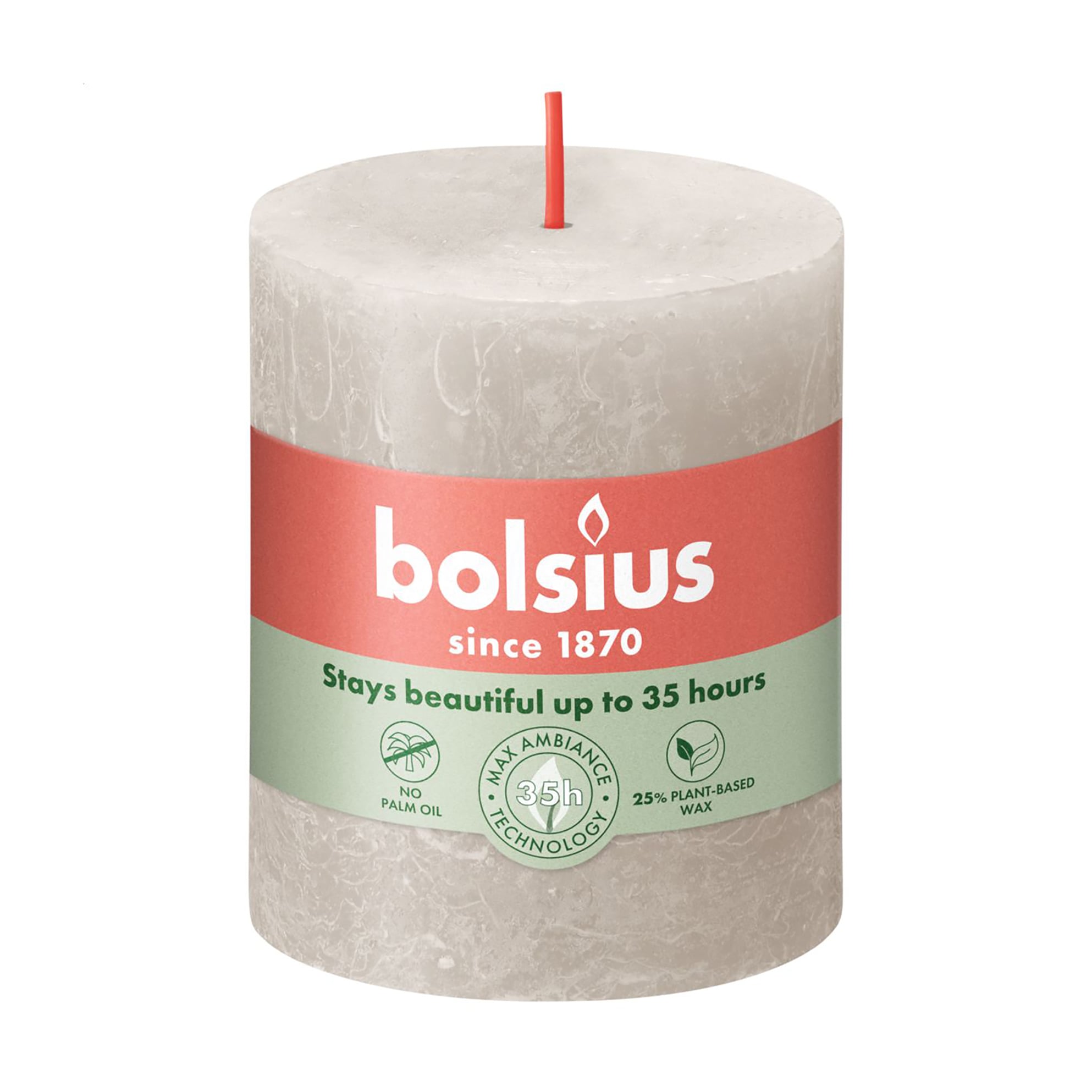 Циліндрична свічка Bolsius Rustic Shine Піщано-сіра, 80*68 мм