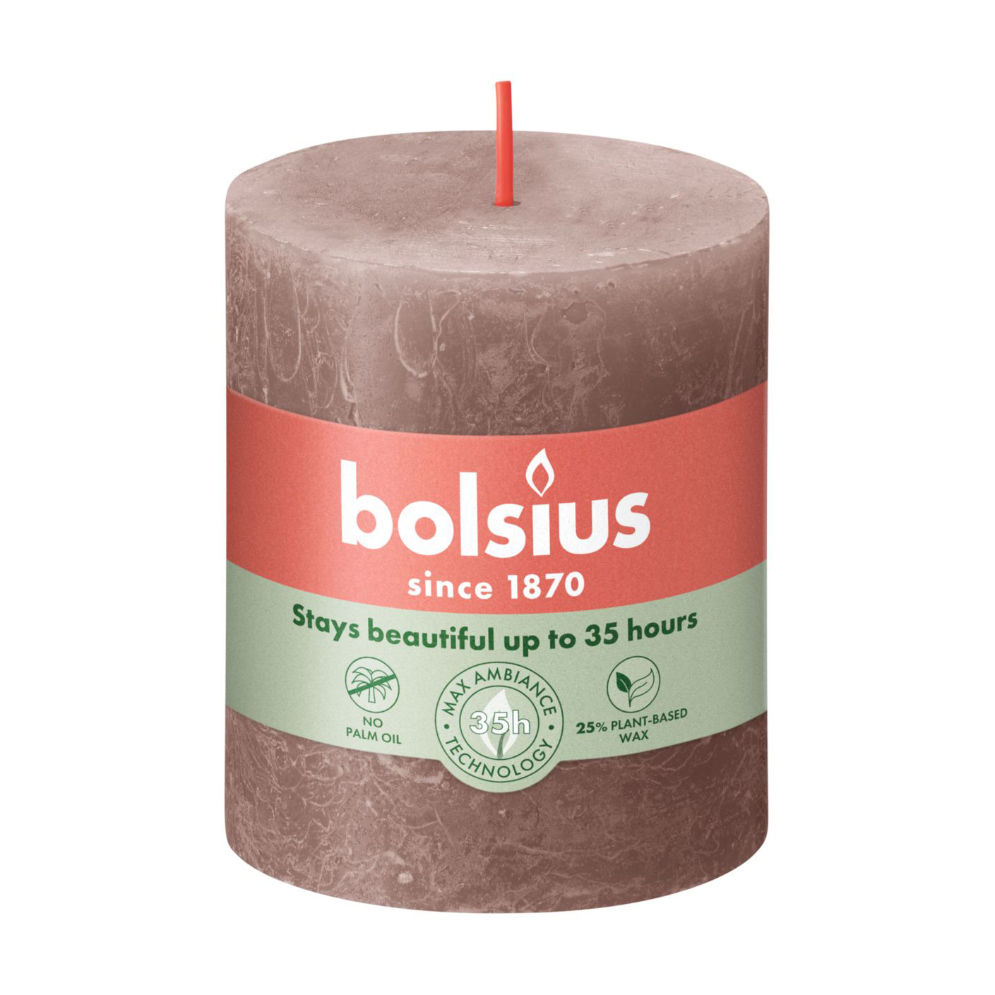 Циліндрична свічка Bolsius Rustic Shine Теплий тауп, 80*68 мм
