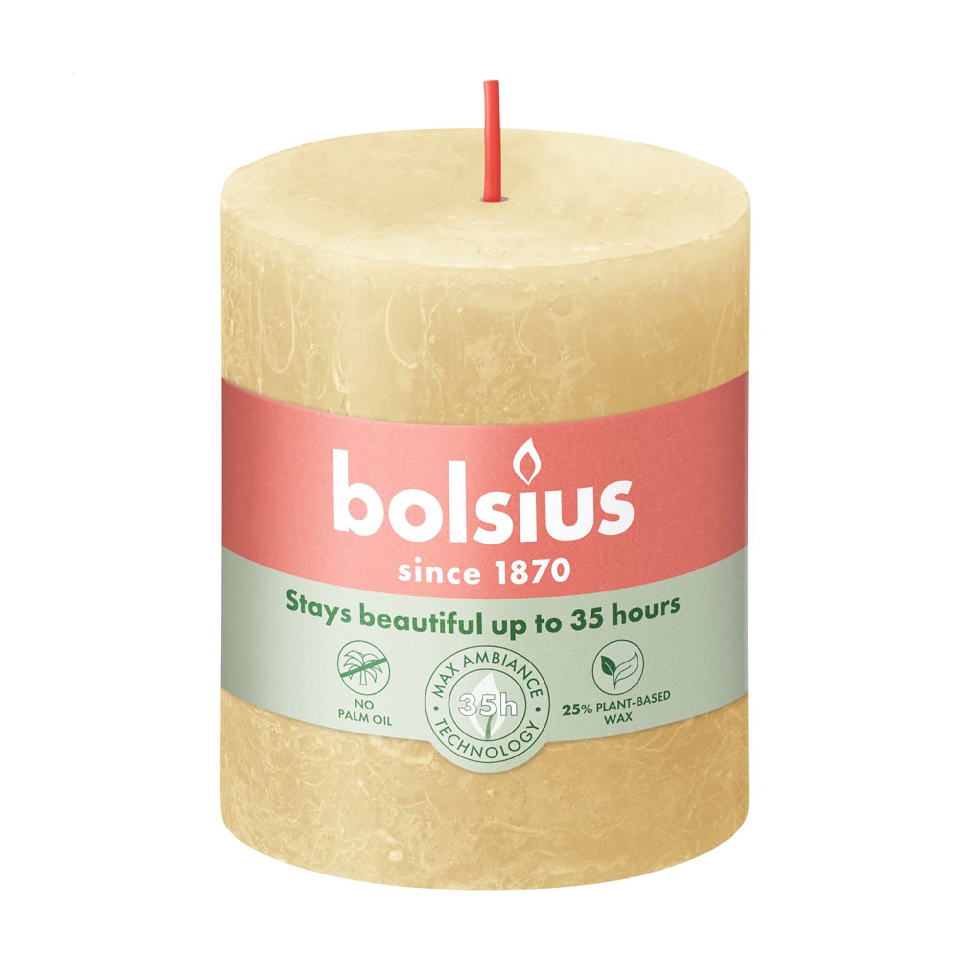 Циліндрична свічка Bolsius Rustic Shine Вівсяно-бежева, 80*68 мм